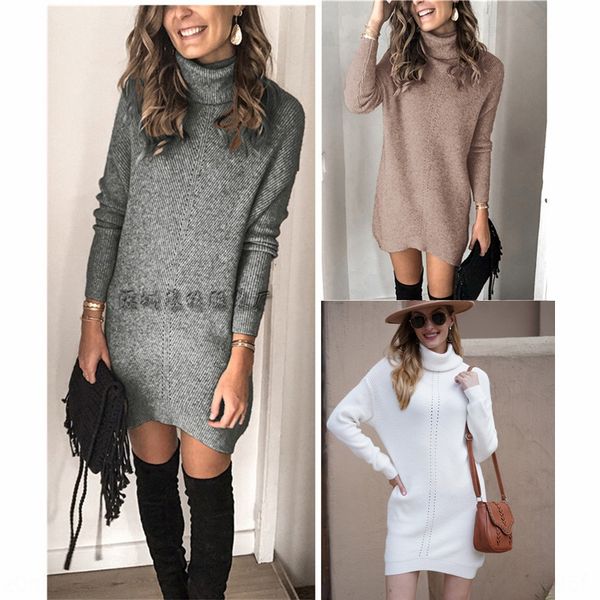 

2020 autumn and winter new women's pullover pullover coat loose sweater fashion solid color turtleneck sweater women's coat, White;black
