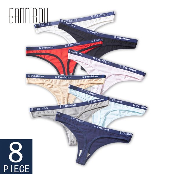 

8 pcs panties for woman cotton g-string lingerie low waist female panties underwear woman t-back sports -xl 2020 bannirou, Black;pink