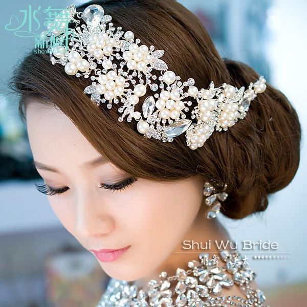 

imported alloy plated pearl crystal bridal headdress tiara wedding hair accessories hair jewelry for brides t200522, Slivery;golden