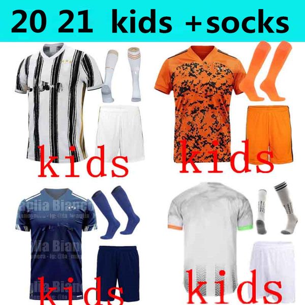 

дети комплект + носки 2020 juventus футбол джерси четвёртой x palace майки ronaldo de ligt 20 21 dybala juve вратаря футбольной равномерный, Black