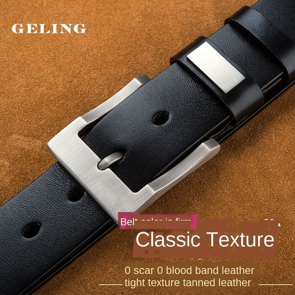 

men's casual youth buckle belt upscale new layer pin pin cowhide belt internet red, Black;brown