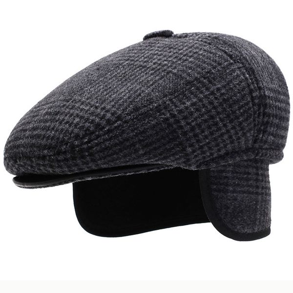 

ht2631 beret cap men autumn winter hat earflap cap thick warm men ear flap dad hat vintage newsboy ivy flat cap male wool beret t200718, Blue;gray
