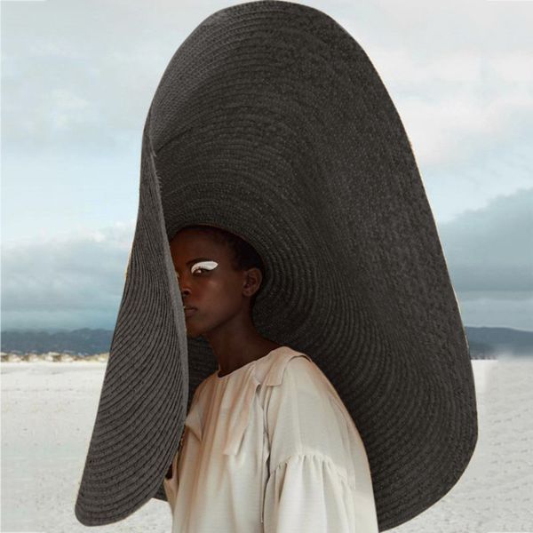 

fashion super wide straw caps brim hat summer beach anti-uv sun protection foldable large cover cap chapeau femme 2019 y200716, Blue;gray
