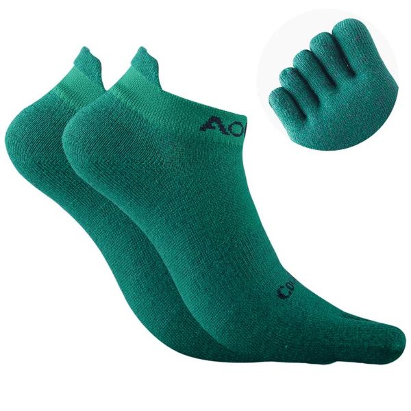 

sports socks aonijie five fingers breathable absorbent short for men women athletic finger sock running fitness cycling toe, Black