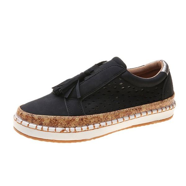 

2020 new lace up women's walking shoes, breathable, two-color splicing tassel casual women's single shoes