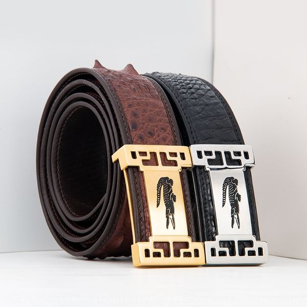 

guangzhou men's leather crocodile men's young and belt belt middle-aged fashion business smooth buckle, Black;brown