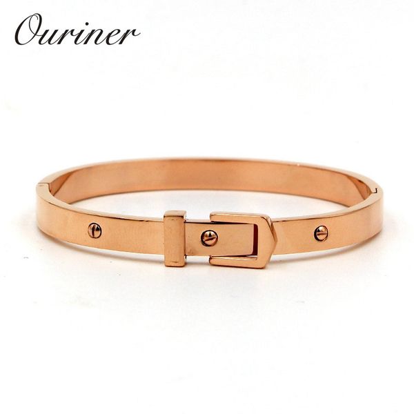 

women jewelry love screw lock bracelets & bangles women jewelry stainless steel belt buckle bracelets rose gold k0074-1, Black