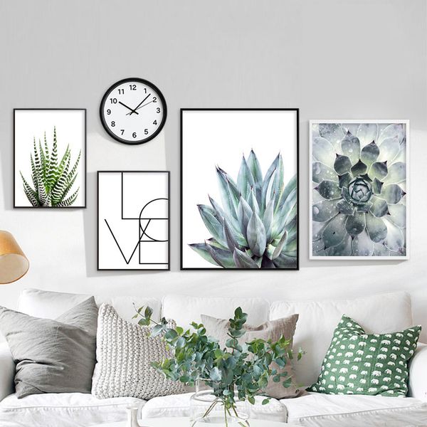 

green plant succulent botanical canvas poster nordic decorative print wall art painting scandinavian pictures modern home decor