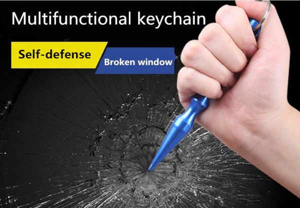 

multifunction self defense keychain broken window for women menbag alloy key holder charm hanging pendant car key chains key ring, Silver