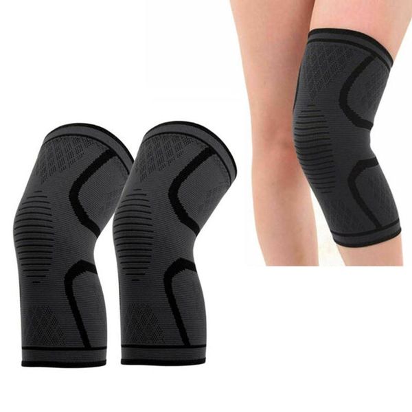 

2pc спорт kneepad герметичный elastic knee pads поддержка фитнес снасти баскетбол волейбол brace protector для спорта боль в суставах, Black;gray