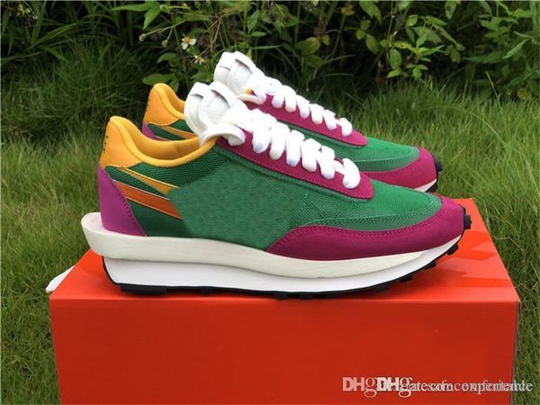

2019 authentic sacai x ldwaffle pine green purple orange del sol sail black anthracite wolf grey white ld waffle bv0073-301 running shoes