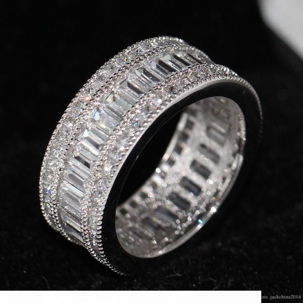 

wholesale new nice full princess cut white z diamonique simulated diamond 10kt white gold gf wedding band ring sz 5-11, Slivery;golden