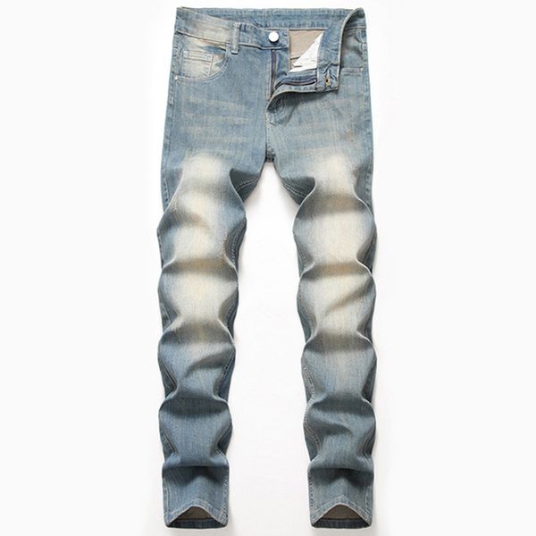 

2020 summer new men's stretch slim jeans casual classic style fashion denim trousers male blue straight retro denim pants 42
