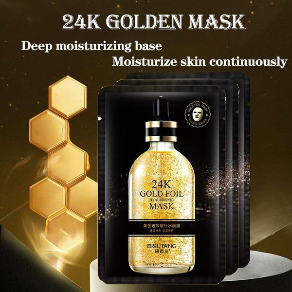 

Reduce sunburn 24K gold foil Crystal Collagen Strengthen Firming Care for skin Acne Treatment Anti Puffiness Mascarilla Wholesale face mask