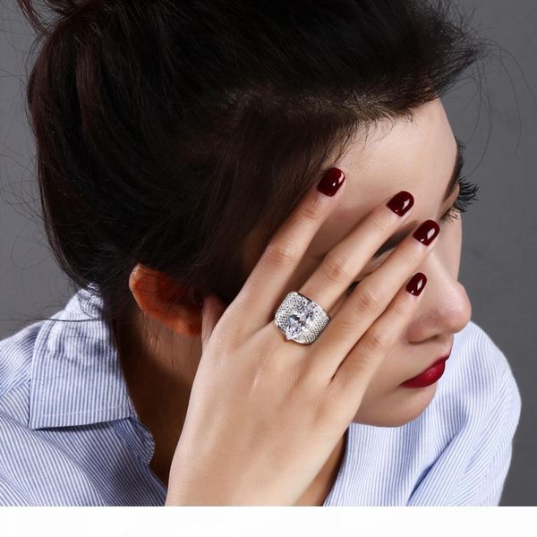 

large horse eye shape with red blue clear big cz ring long design unique jewelry accessories for woman bands trendy ring, Golden;silver