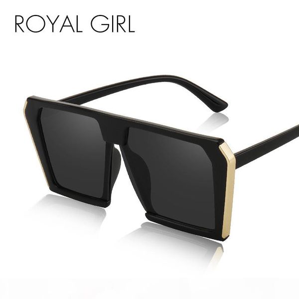 

royal girl 2020 oversized sunglasses women men square retro vintage sun glasses brand designer gafas de sol mujer uv400 ss185, White;black