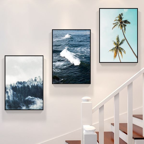 

tropical palm tree see landscape canvas poster and print nordic autumn forest print painting for living modern home decoration