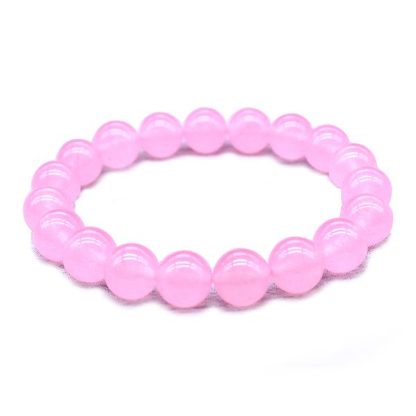 

4mm 8mm 10mm 12mmpink rose color chalcedony natural stone streche bracelet elastic cord jewelry beads lovers gift, Black