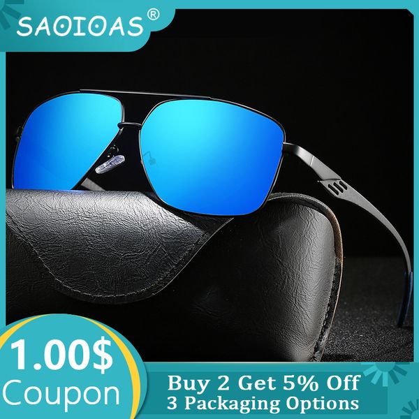 

saoioas 2020 brand men sunglasses polarized uv400 mirror male carbon fiber temples sun glasses women for men, White;black