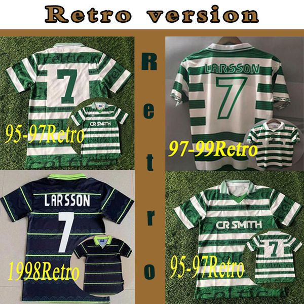 

retro 1997 1999 larsson soccer jerseys home green 97 99 vintage football shirts brattbakk johnson wieghorst burley blinker mcnamara 95 1980, Black;yellow