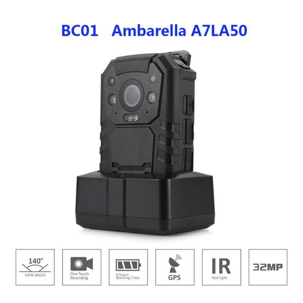

bc01 full hd 2304*1296p ambarella a7la50 hands body worn camera 30fps ir night vision 2 inch lcd 32gb built-in gps car