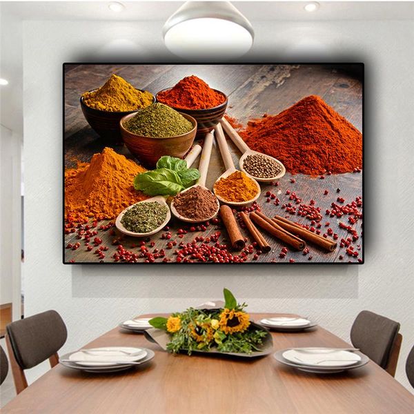 

красочная grains специя ложка кухня canvas картина стена искусство картины картина стена искусство для гостиной home decor (без рамки
