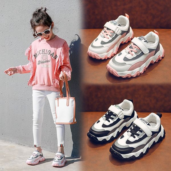 

children's sports online red sports autumn 2020 new boys' casual daddy shoes korean breathable girls' shoes, Black