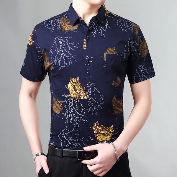 

clothes summer short sleeve men's casual shirts slim cut cotton floral male shirt chemise homme, White;black