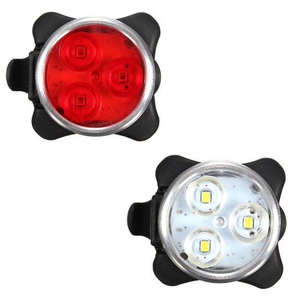 

usb rechargeable bicycle 3led head back clip tail light lamp
