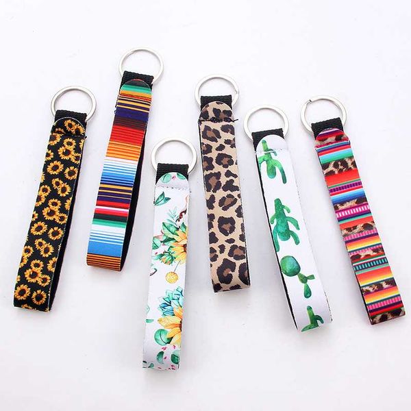 

new sunflower leopard printed keychain for women key chain lanyard long hanging strap key holder rings jewelry accessories, Silver