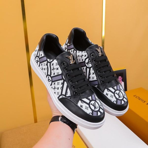 

2020u luxury design mens fashion leather printed sports shoes all-match breathable mens casual shoes mens banquet shoes size: 38-45, Black