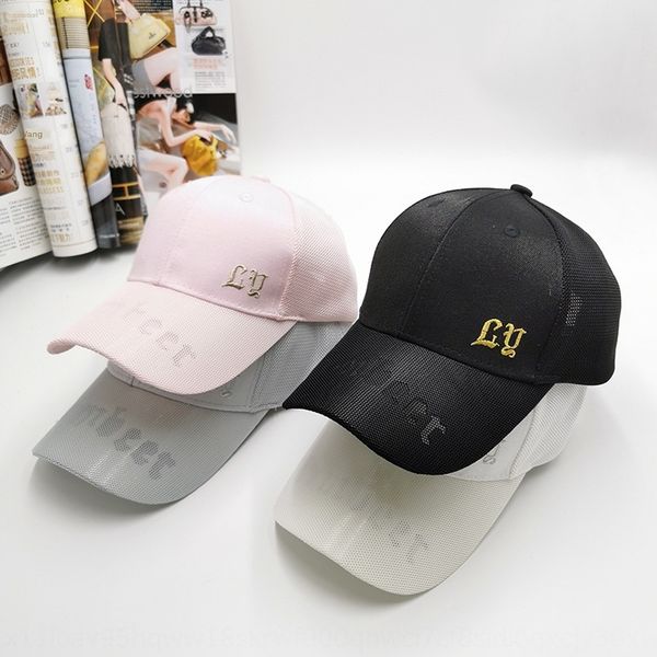 

korean new style women's mesh comfortable breathable hat letter hollow embroidered duck tongue cap cap hat, Blue;gray