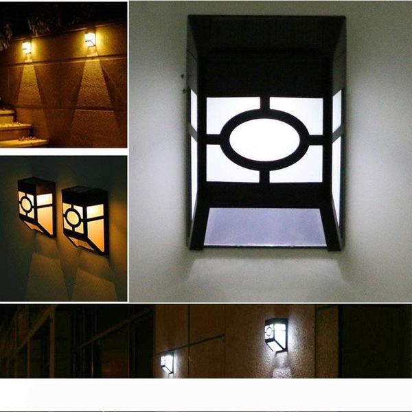 

solar wall lights outdoor 2led solar lantern lights waterproof garden lamp for landscape yard lawn fence deck roof lighting decoration