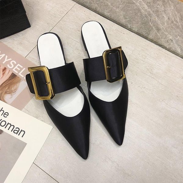 

lapolaka 2019 chic fashion summer slippers casual pointed toe women shoes outdoor elegant woman shoes mules flat sandals cs02, Black