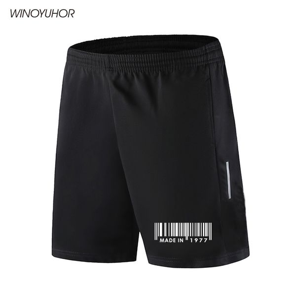 

made in 1977 print short pants mens black color with pocket streetwear summer casual male bodybuilding shorts for men boys, White;black