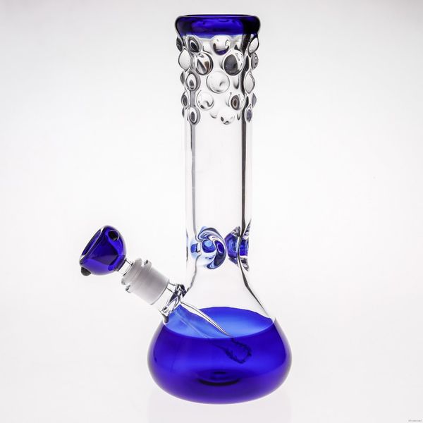Royal Blue Bong in vetro spesso e trasparente 11,5 pollici Diffusione intensa Dab Oil Rig Base robusta Piacevole gorgogliatore di fumo Pipa ad acqua soffiata a mano