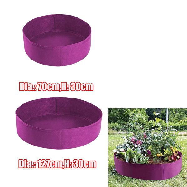 

pack of 2 purple felt fabric round raised bed planting grow bags wide use