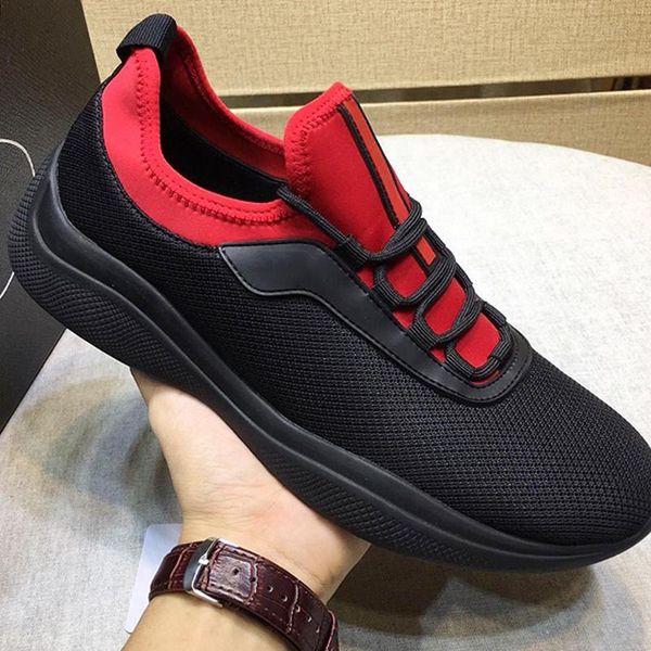 

mesh and neoprene sneakers men 's shoes zapatos de hombre chunky sneakers comfortable vintage footwears low lace -up casual men sh, Black