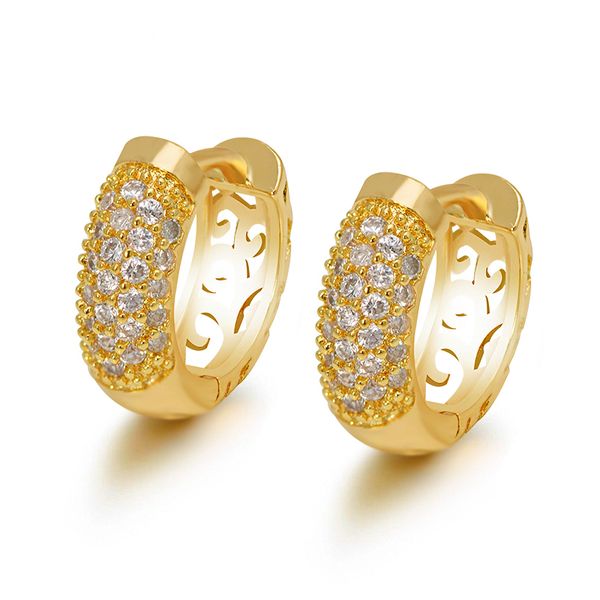 

2020 new fashion full zircon hoop earrings for women fashion jewelry gold plated lead and nickel, Golden;silver