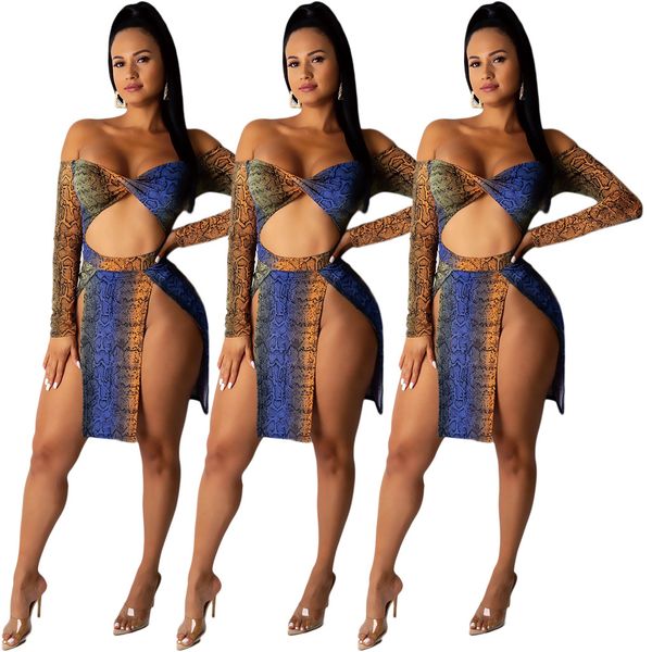 

womens designer dress spring summer long sleeve split strapless print dresses fashion casual woman clothes, Black;gray