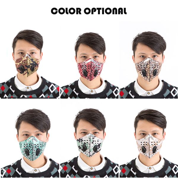 

camouflage face mask camo mouth cover exhaust valve dustproof washable reusable cycling mask anti-bacterial pm2.5 activated carbon masks