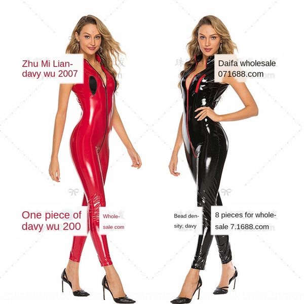 

cswnf zhu mi love 2-color s-4xl dance clothes crotch motor clothes patent leather jumpsuit underwear motorcycle underwear leather mirro, Black;red
