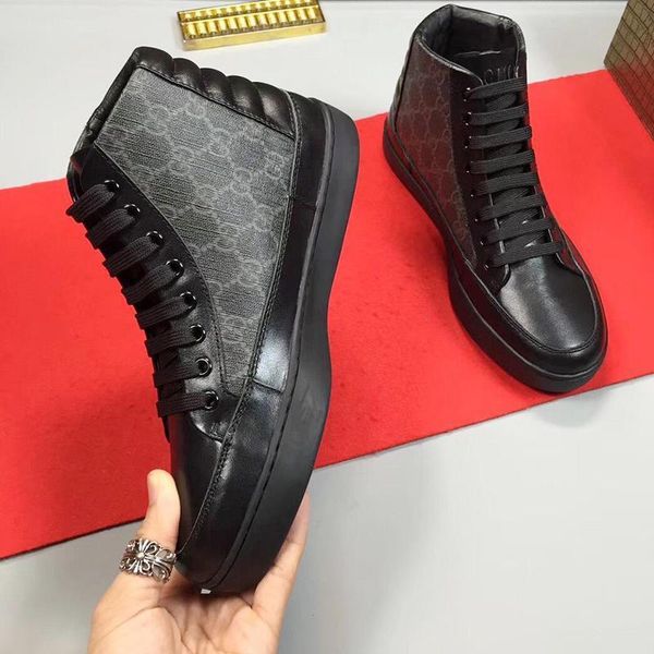 

fast delivery men 's high sneaker sports mens shoes fashion design footwears lace -up casual luxury men shoes herren luxus marken, Black