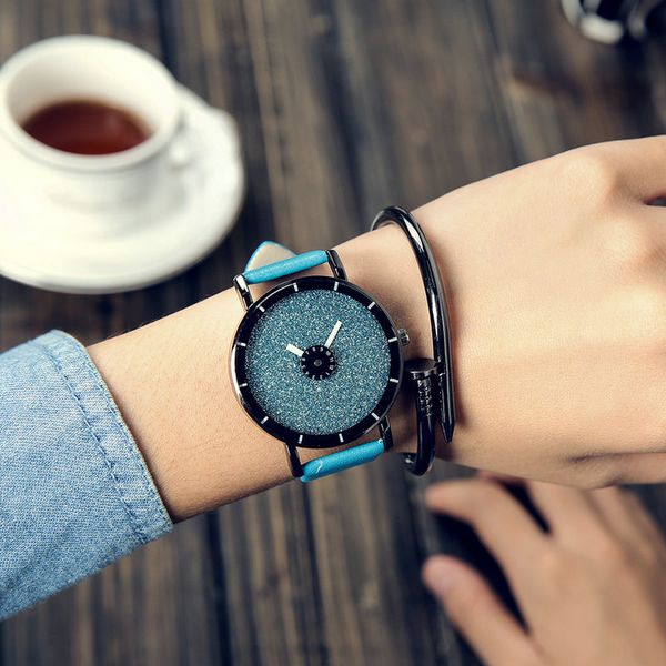 

2020 pinbo fashion starry sky women watches luxury quartz leather strap colock watch a9 ladies wristwatches, Slivery;brown