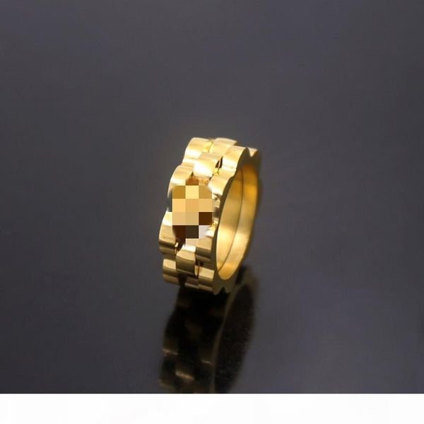 

10mm stainless steel 24k gold plated link ring hiphop mens watchband style president crown band ring size, Silver