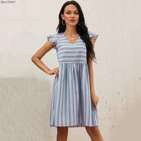 

casual dresses borntogirl 2021 spring summer autumn dress women sleeveless v neck blue ruffles robe femme, Black;gray