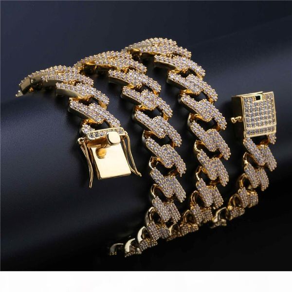 

14mm hip hop link chain necklace men 24k gold jewelry ice out bling cz hiphop chains necklaces hipping, Silver