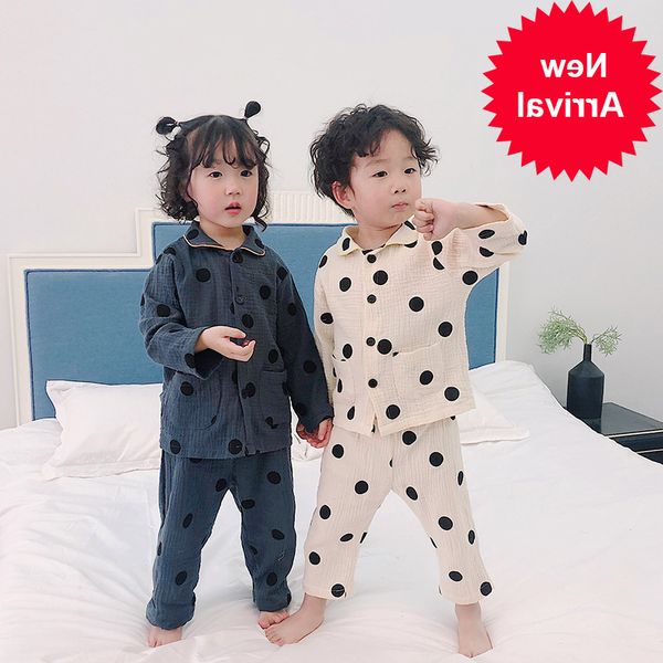

wholesale new 2020 boys girls 2 pcs dots set shirt+long pants kids suits 2-7t po846, White