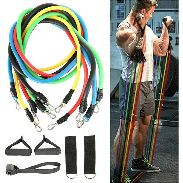 

11pc/set adjust fitness resistance bands elastic rubber tube crossfit home workout muscle training bodybuilding gym equipment