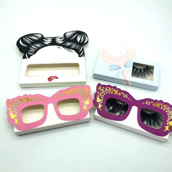 

false eyelashes 20/50/100 empty packaging soft paper lash box glasses marble design for 25mm strip lashes 3d mink